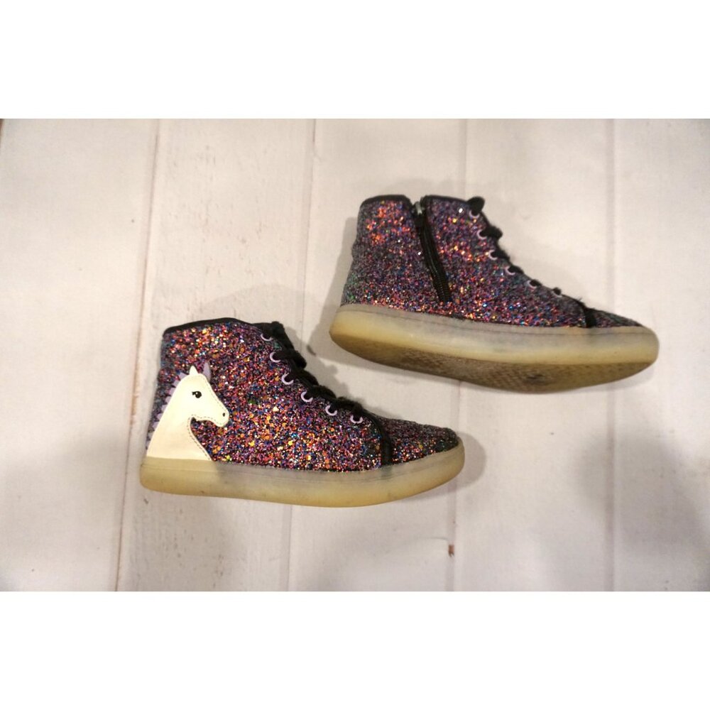 FabKids Girls Unicorn Light Up Shoes Sneakers - Size 2 - Picture 3 of 10